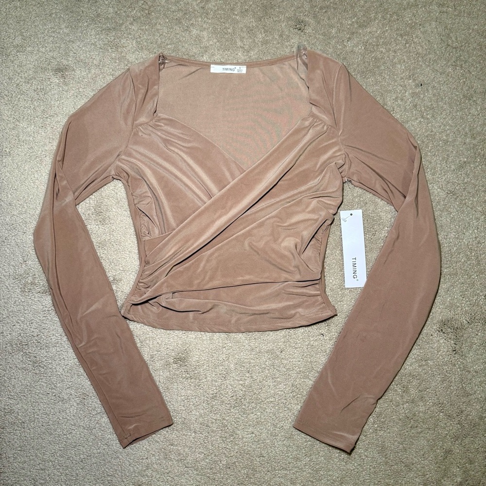 Timing Women's Tan Wrap Blouse